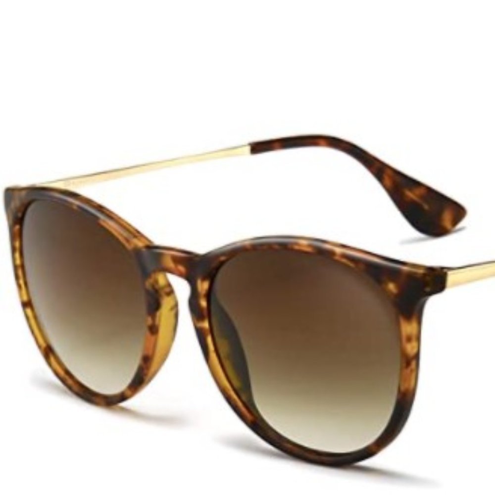 Women's Brown Vintage Retro Round Sunglasses